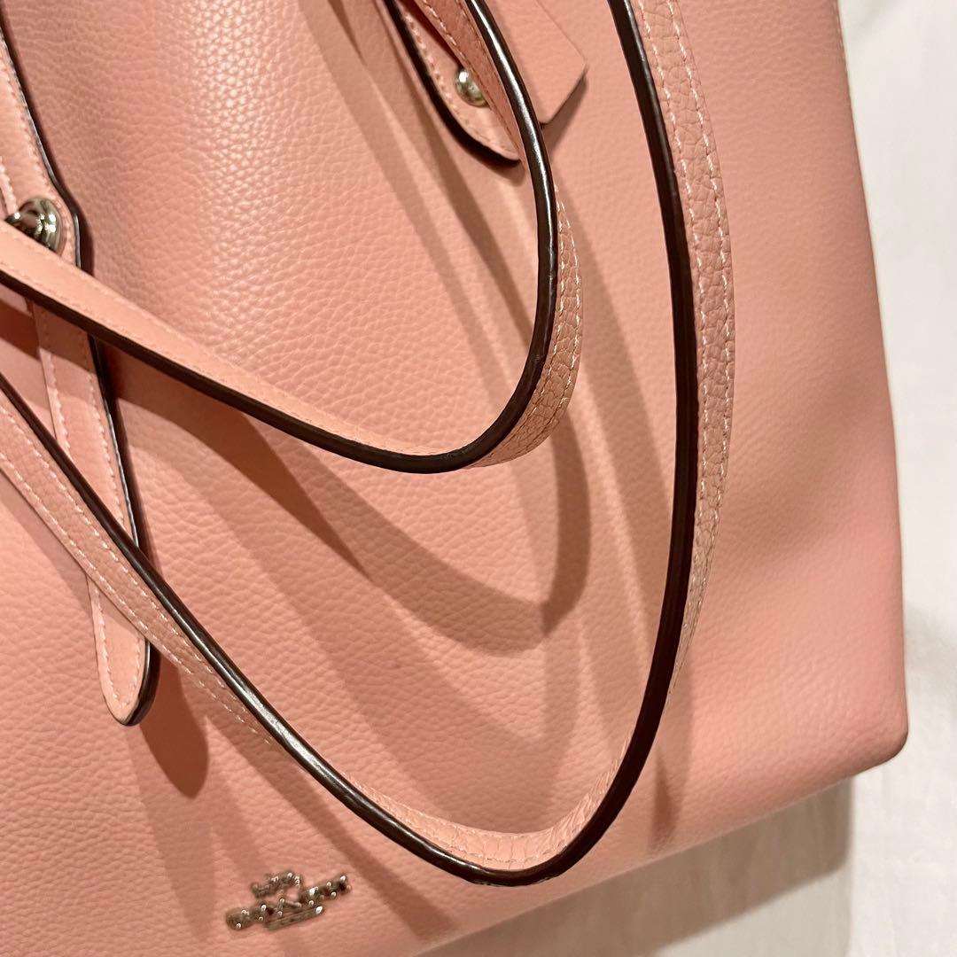 【美品】コーチ 北川景子 着用トートバッグ 本革 黒 A4収納可 大容量　ピンク