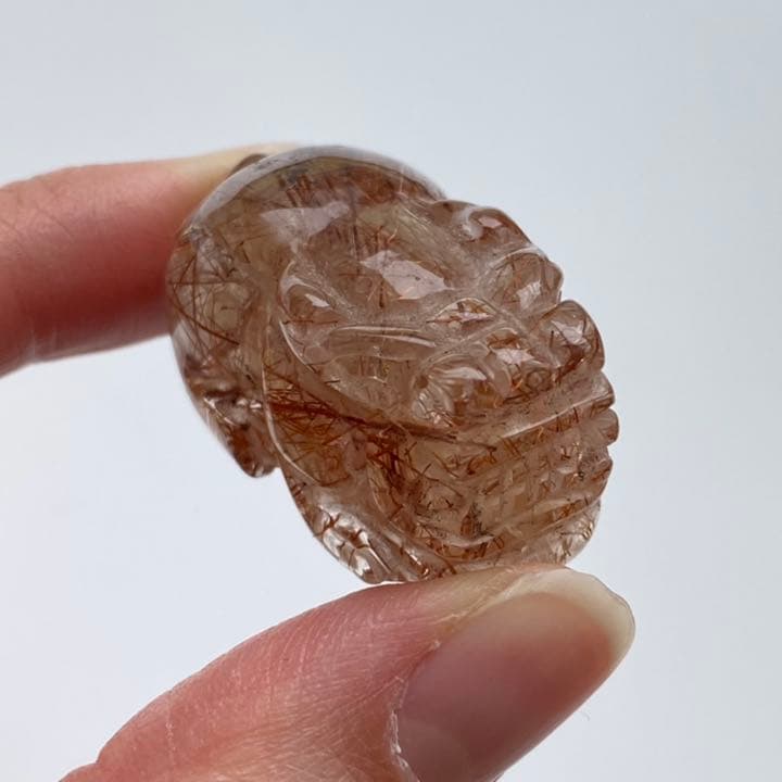 高品質 高透明度 ブラウンルチルクォーツ 貔貅（ひきゅう）天然石 置物