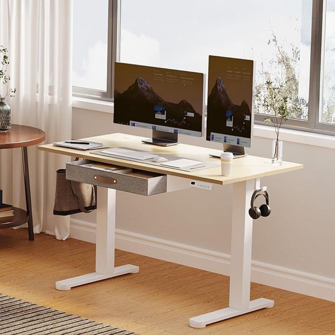 昇降デスク引き出し付き 幅120CM＊奥行60CM スタンディングデスク高さ調節