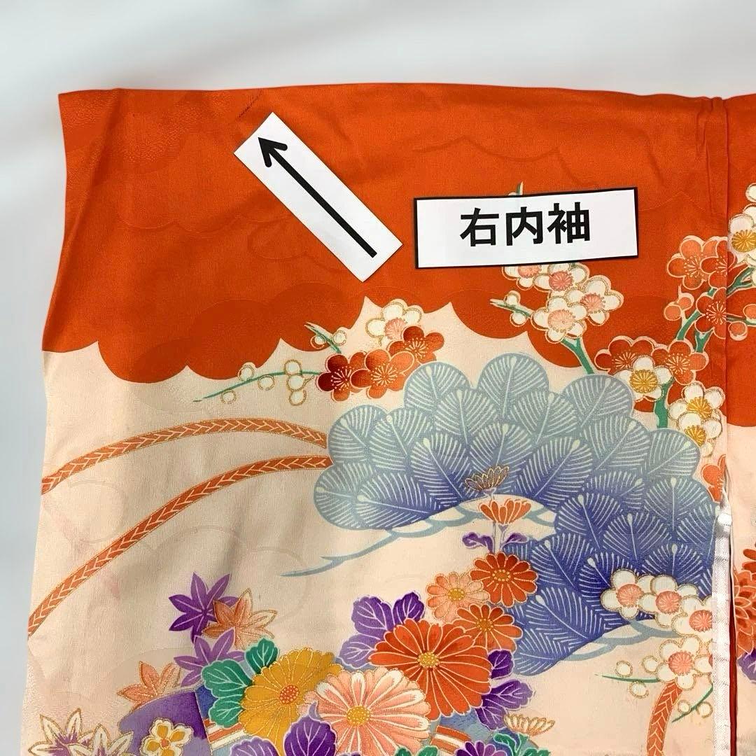 602agu23□七五三 三歳 女の子 着物＆被布＆長襦袢 金駒刺繍 鼓□美品