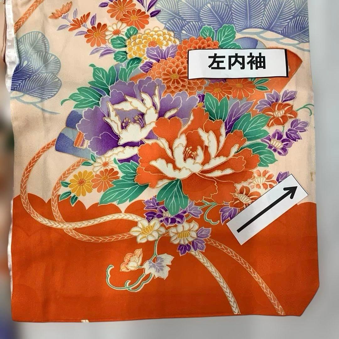 602agu23□七五三 三歳 女の子 着物＆被布＆長襦袢 金駒刺繍 鼓□美品