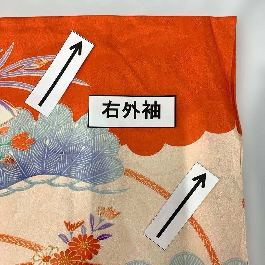 602agu23□七五三 三歳 女の子 着物＆被布＆長襦袢 金駒刺繍 鼓□美品