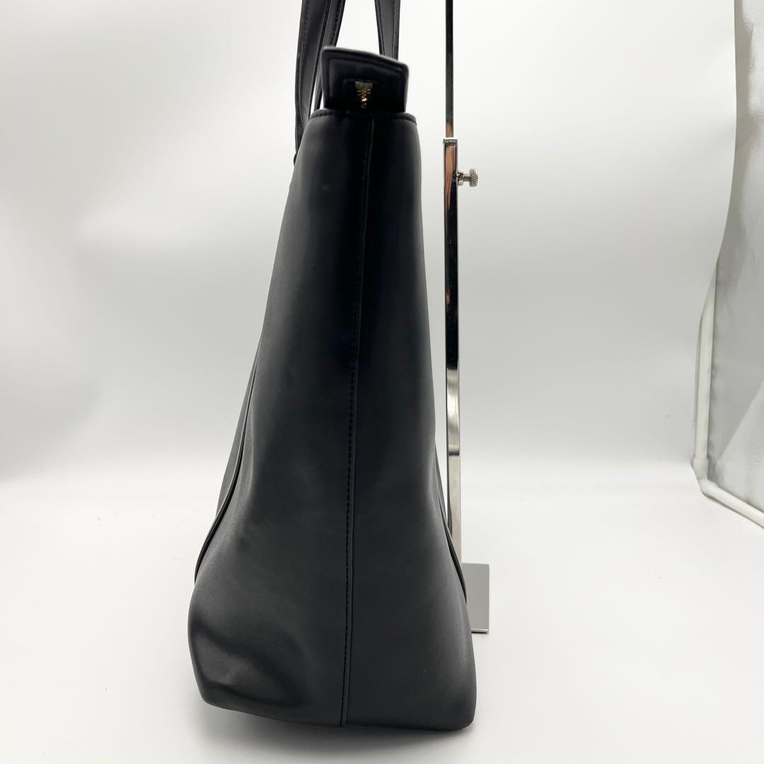 ポールスミス A4◎ ３室 シティー マルチストライプ トートバッグ レザー 黒