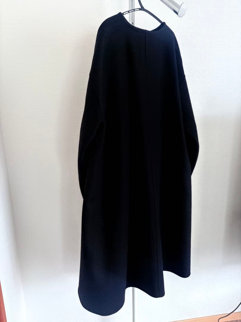 DRAWER ドゥロワーリバーノーカラーコートウール メルトン コート ブラック