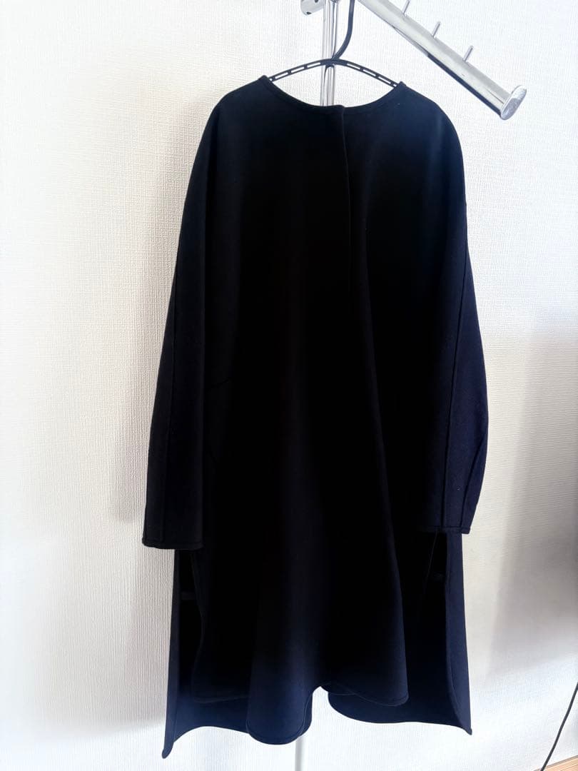 DRAWER ドゥロワーリバーノーカラーコートウール メルトン コート ブラック