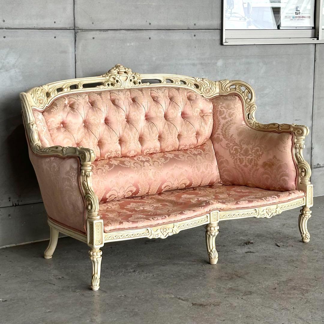 ★90s★イタリア製　アンティーク　ヴェルサイユ ロココ調 2Pソファ 姫家具