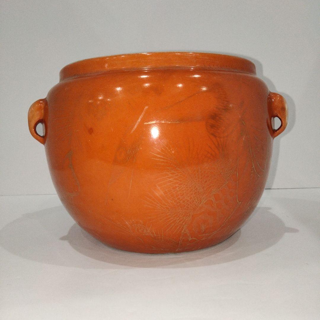 V392-1 中国古美術 清代 江西 余栄盛 出品 橙 水指　K