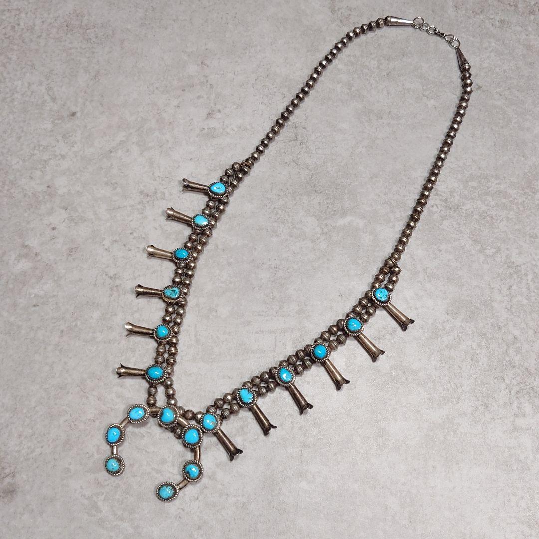 NAVAJO ナバホ スカッシュブロッサムネックレス ターコイズ 925