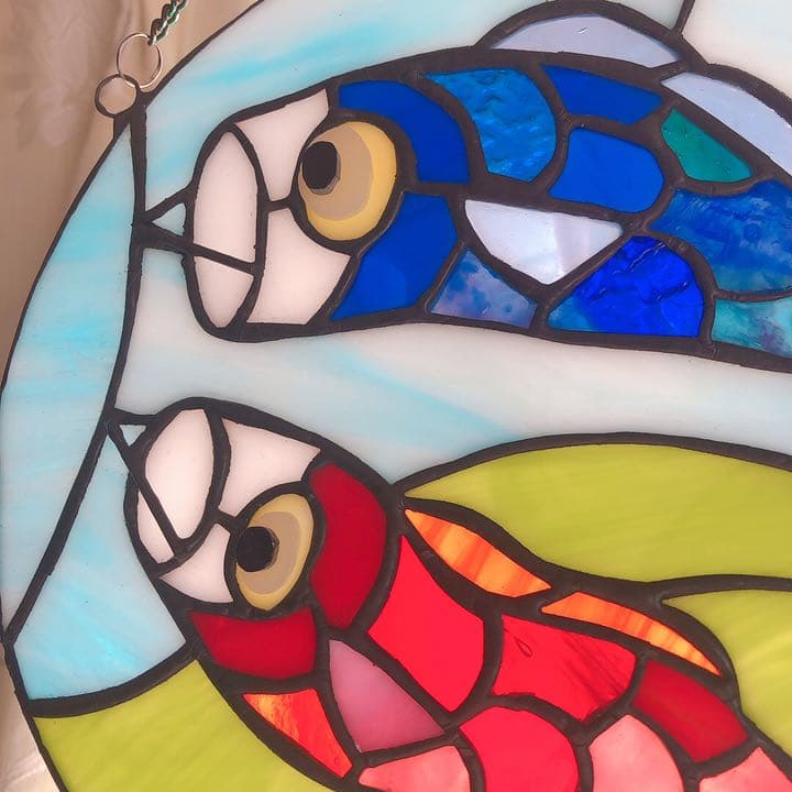 ◆ステンドグラス◆鯉のぼり/5月飾り/円形/チェーン付き