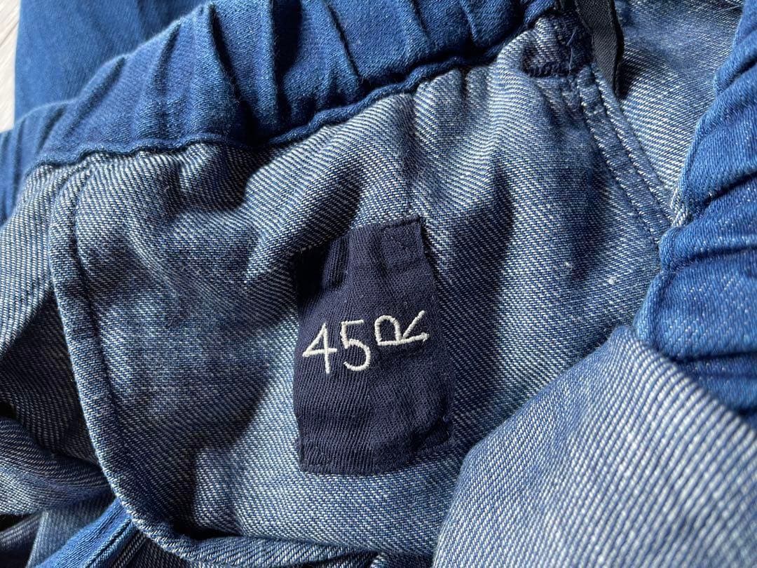 45R 軽い ウエストゴム インディゴ リネンブレンド キュロット 45rpm