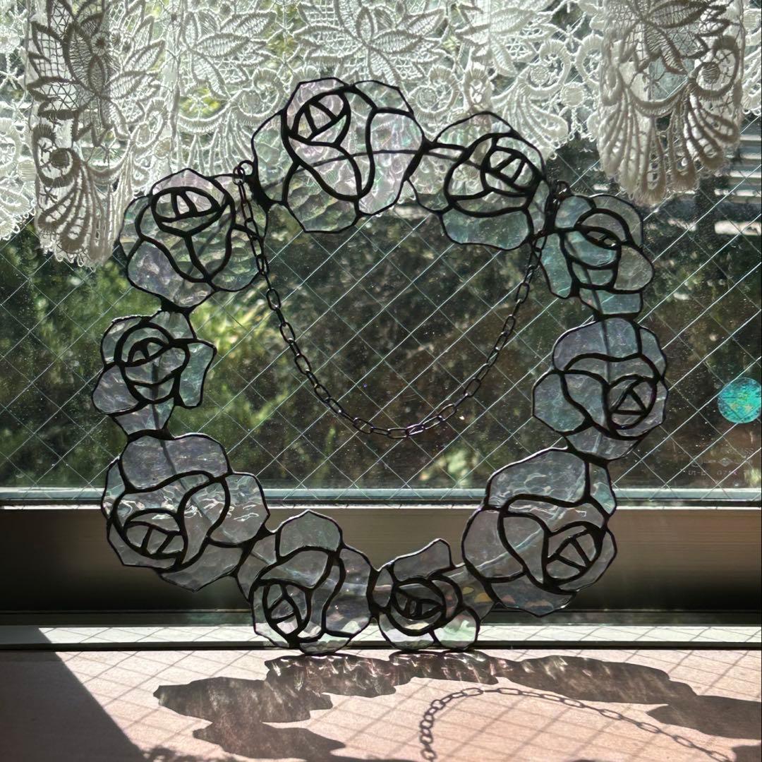 クリアカラーのバラリース♦︎ステンドグラス