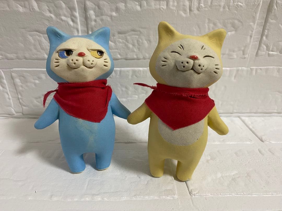 中古品【猫の置物】2匹セット☆布施猫笑店☆