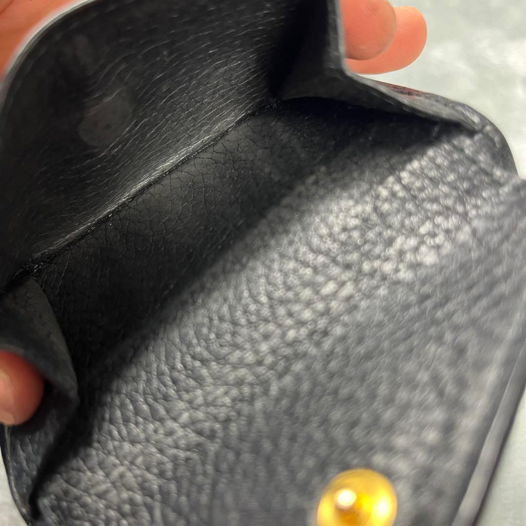 Prada プラダ ヴィッテロダイノ シボ 革 レター型 三つ折り財布 黒