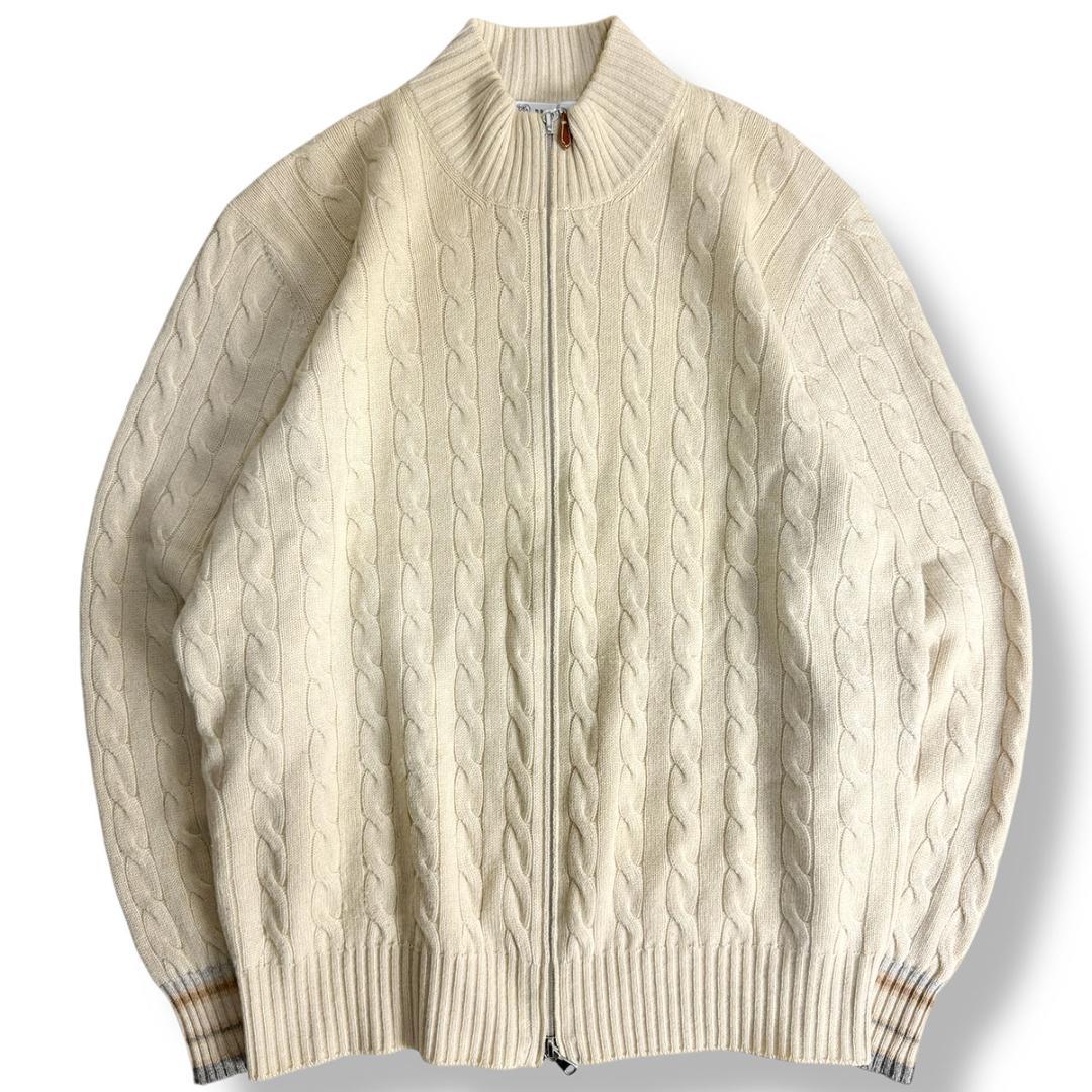 J4041 美品 ブルネロクチネリ カシミヤケーブル編ドライバーズニット 52