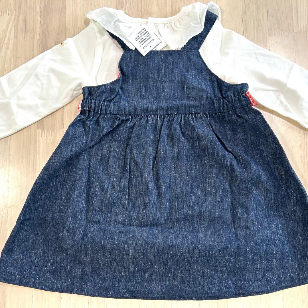 【80cm】 さくらんぼ刺繍 ジャンパースカート＆ブラウス　新品未使用