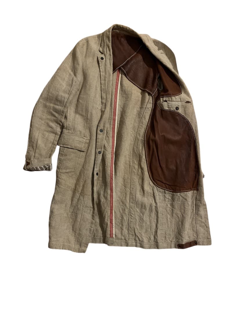 値下げ/ISAAC SELLAM/アイザック・セラム/リネン/コート/L