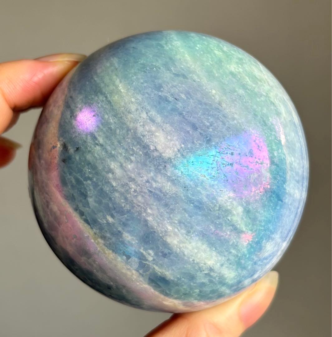 再入荷　レア　高品質　オーラ加工　セレスタイト　BIG スフィア　7.3センチ