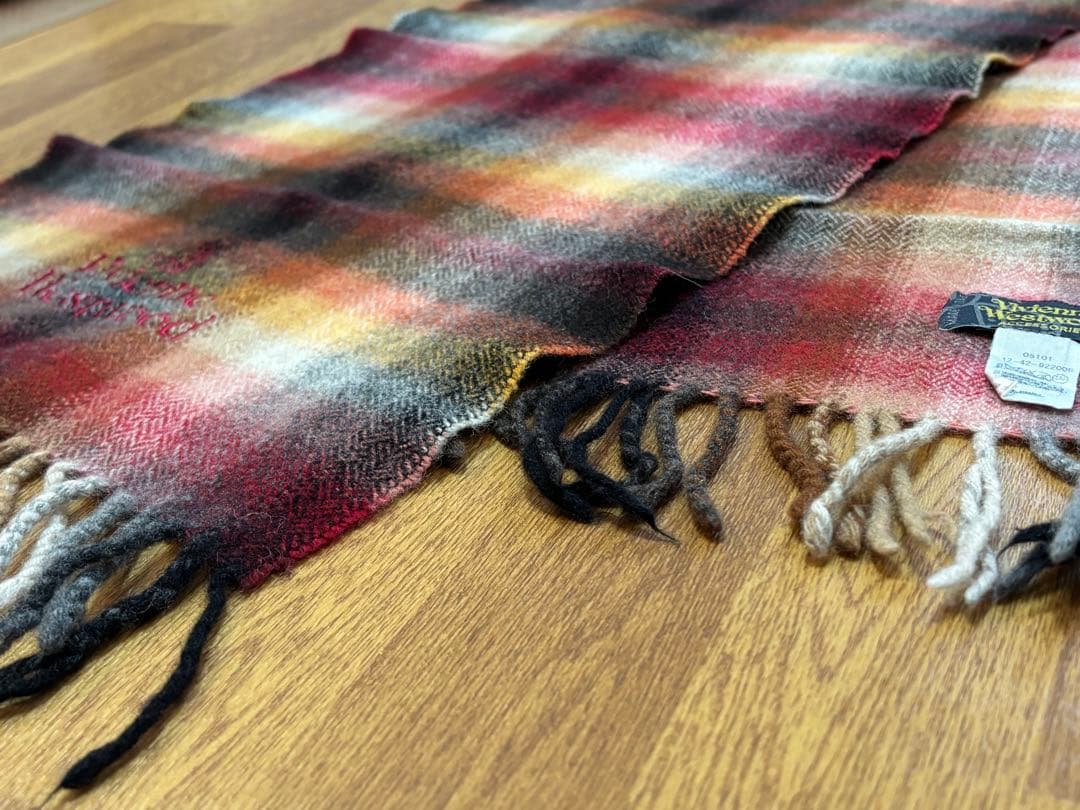 vivian westwood 赤チェック　マフラー