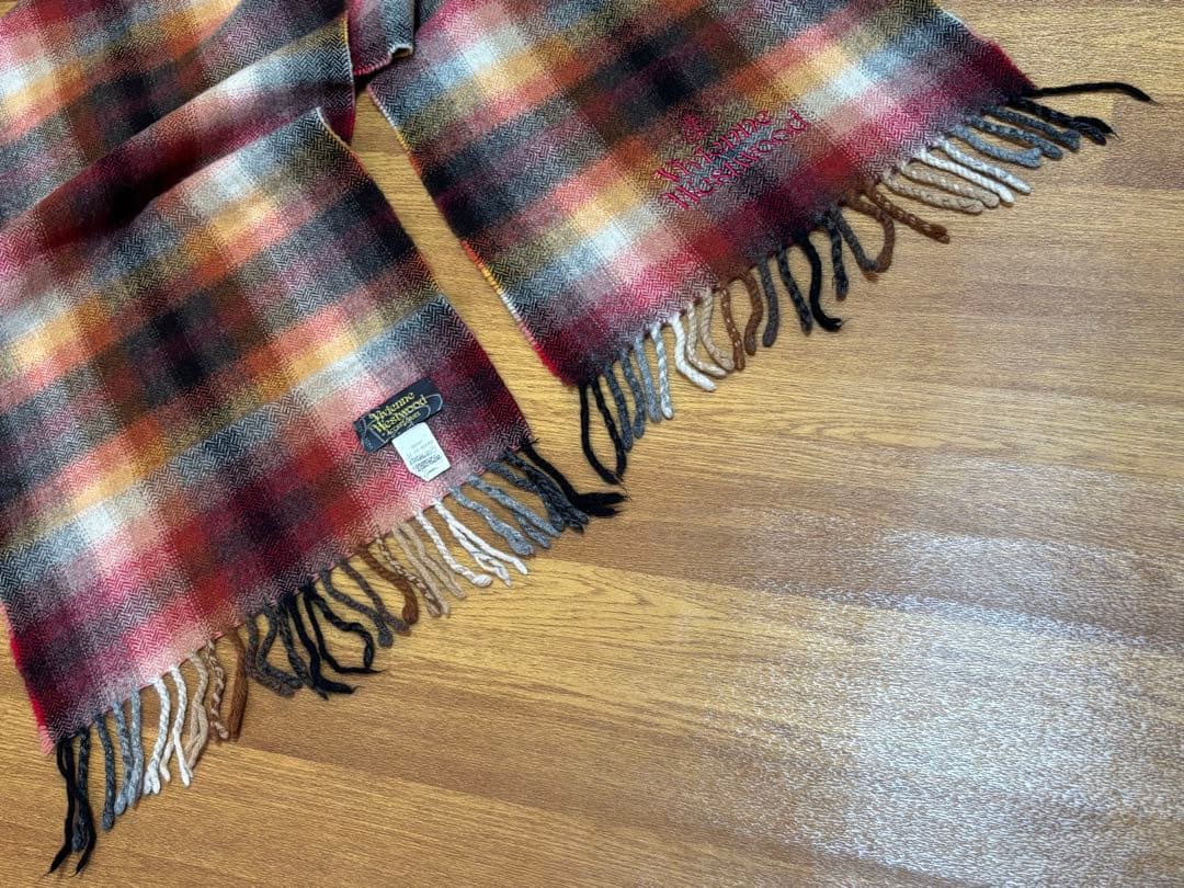 vivian westwood 赤チェック　マフラー