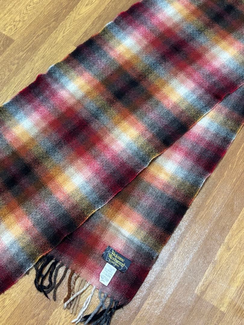 vivian westwood 赤チェック　マフラー