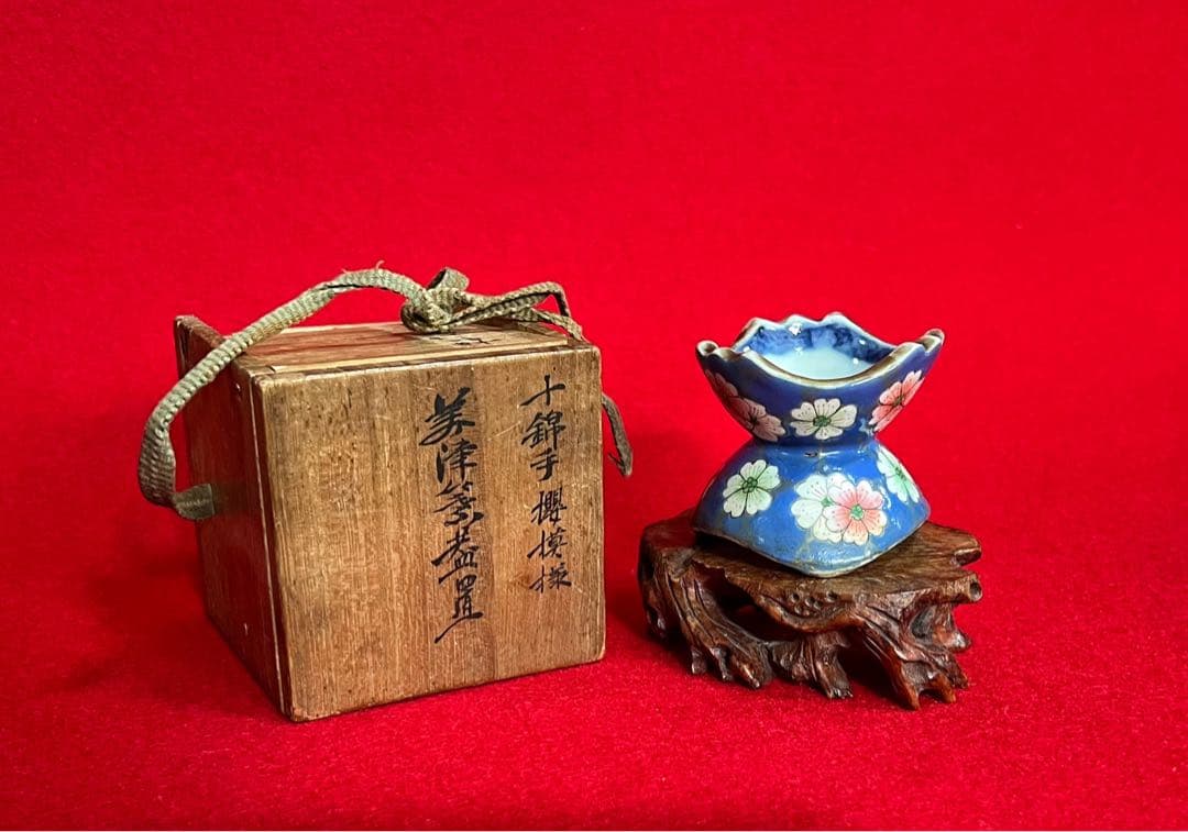 古美術 古玩 骨董品 十錦手櫻模樣蓋置 嘉慶年製　茶道具