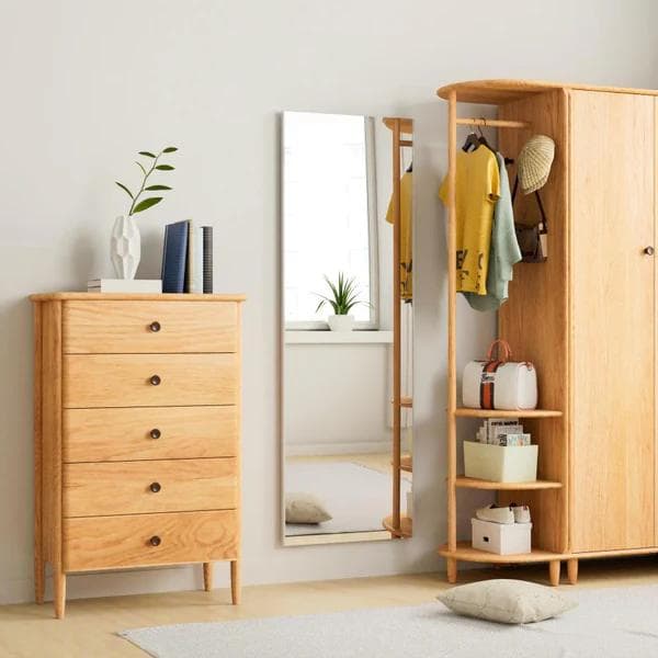 割れない鏡 全身姿見 軽量 安全 W40×H145cm ナチュラル(木色)