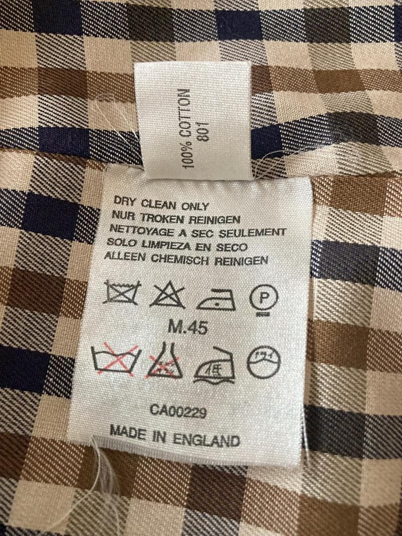 アクアスキュータム ロングトレンチコート チェック ライトベージュ L