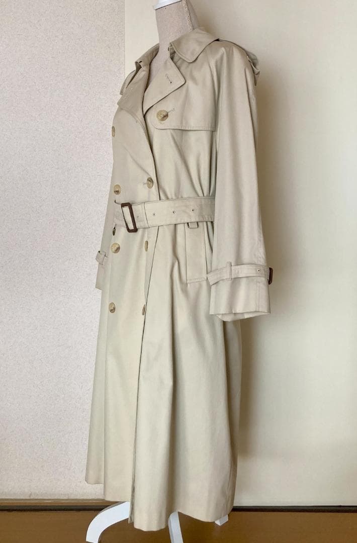 アクアスキュータム ロングトレンチコート チェック ライトベージュ L