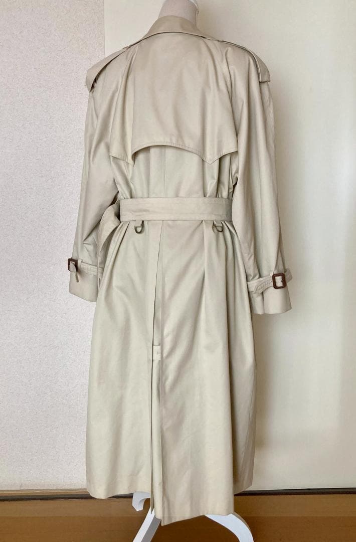 アクアスキュータム ロングトレンチコート チェック ライトベージュ L