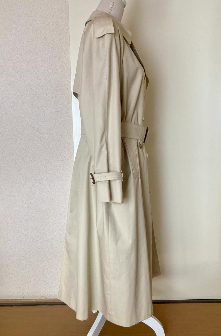 アクアスキュータム ロングトレンチコート チェック ライトベージュ L