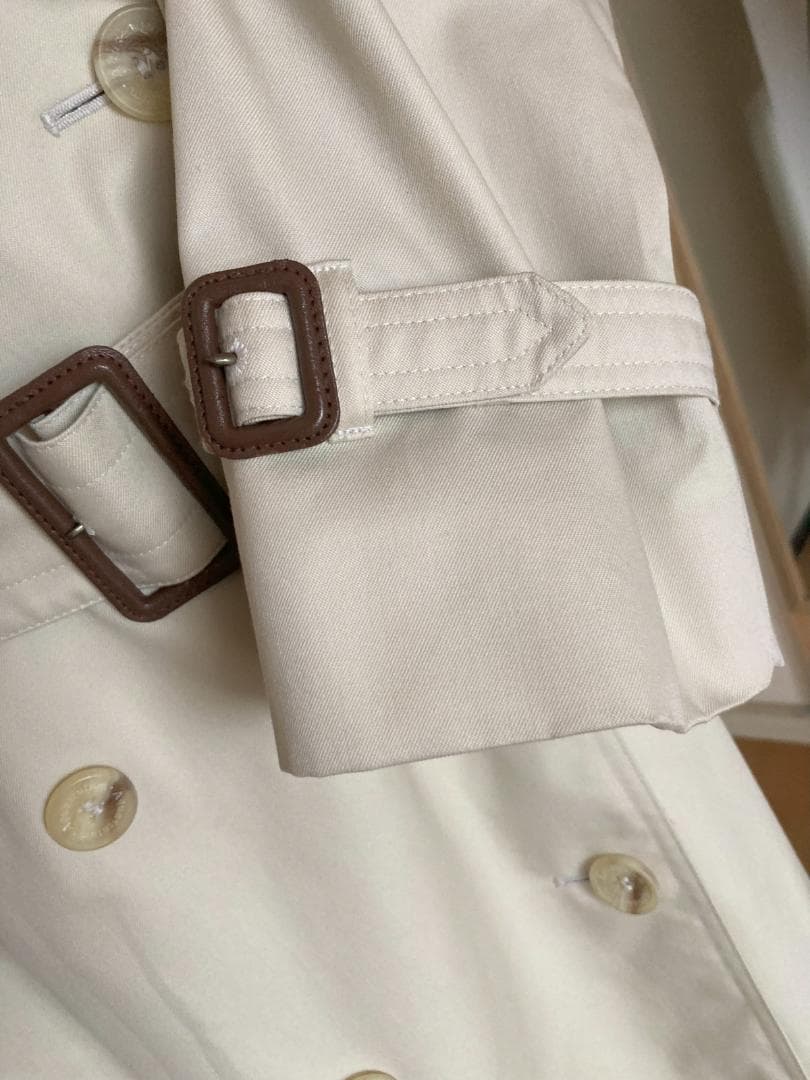 アクアスキュータム ロングトレンチコート チェック ライトベージュ L