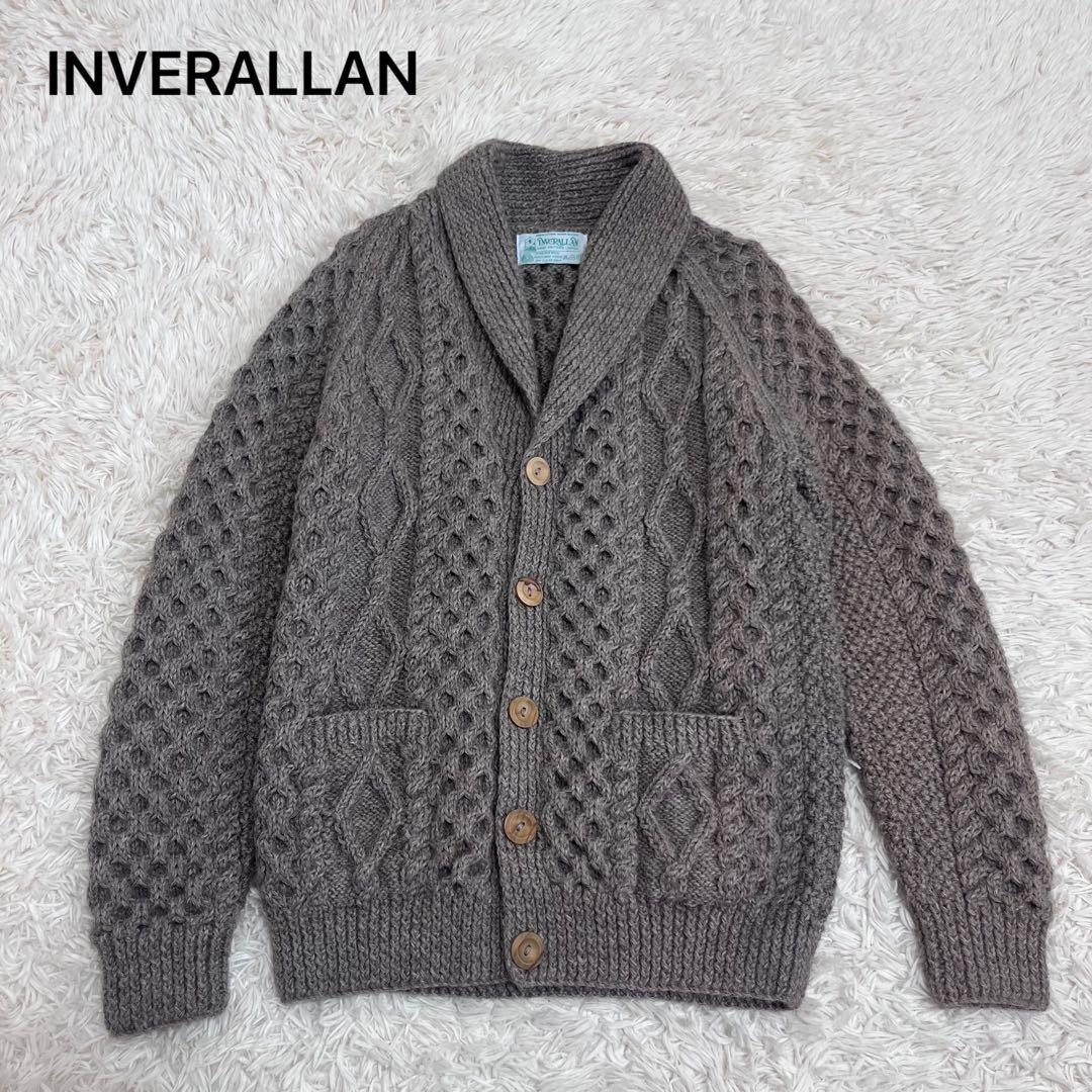 インバーアラン　サイズ42 ショールカラーカーディガン　6A ブラウン