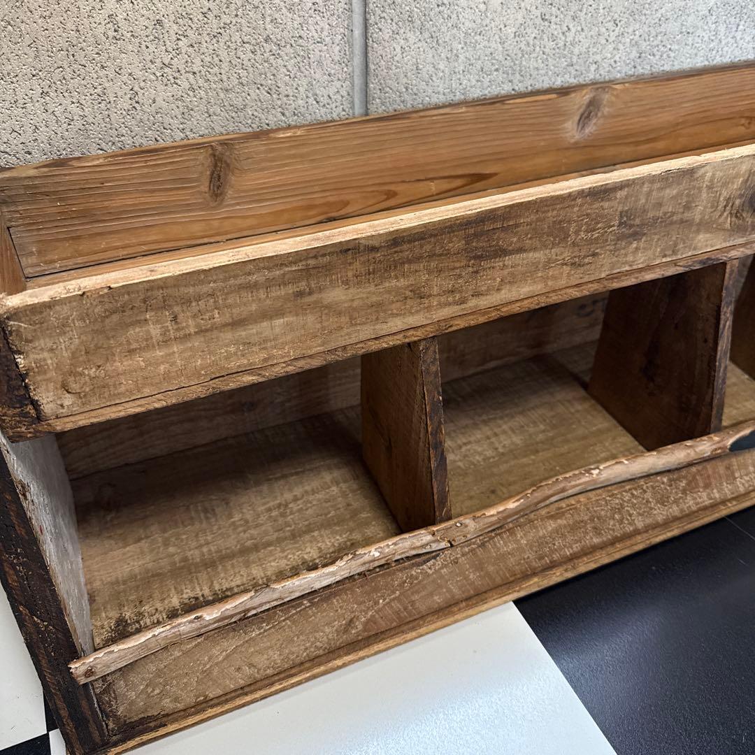 木製ラスタック棚 仕切り付き　古材作家様　ビンテージ棚　アンティーク棚