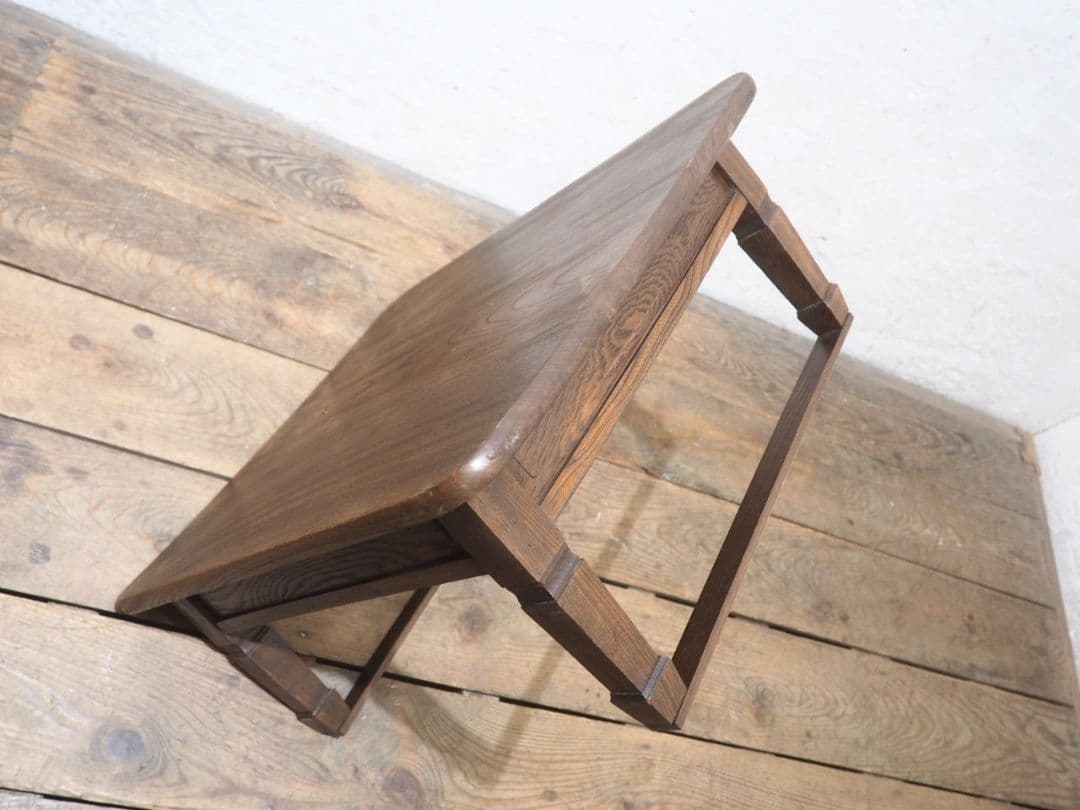 1307 アンティーク 総欅のローテーブル　文机　座卓　ちゃぶ台　レトロ　けやき