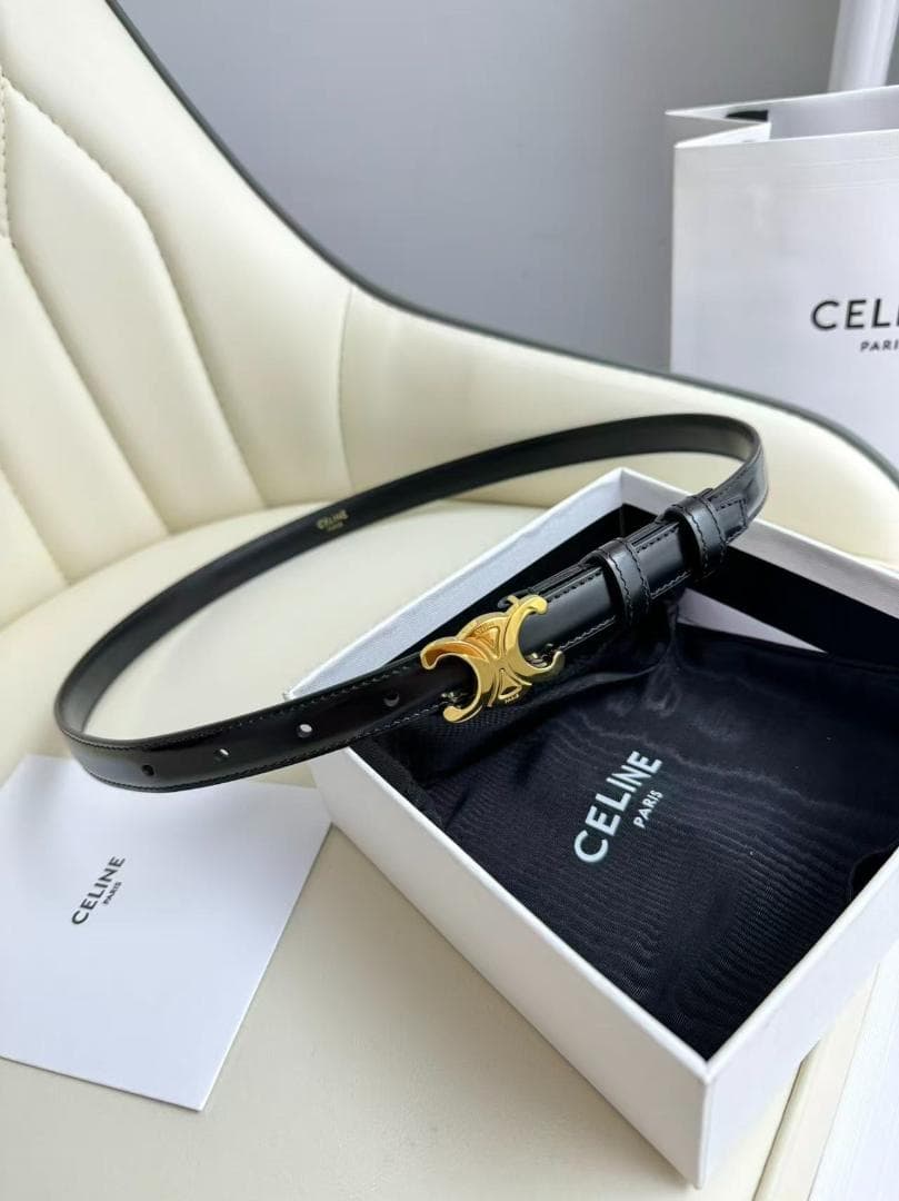 セリーヌ ベルト celine レディース 黒 ゴールドロゴ