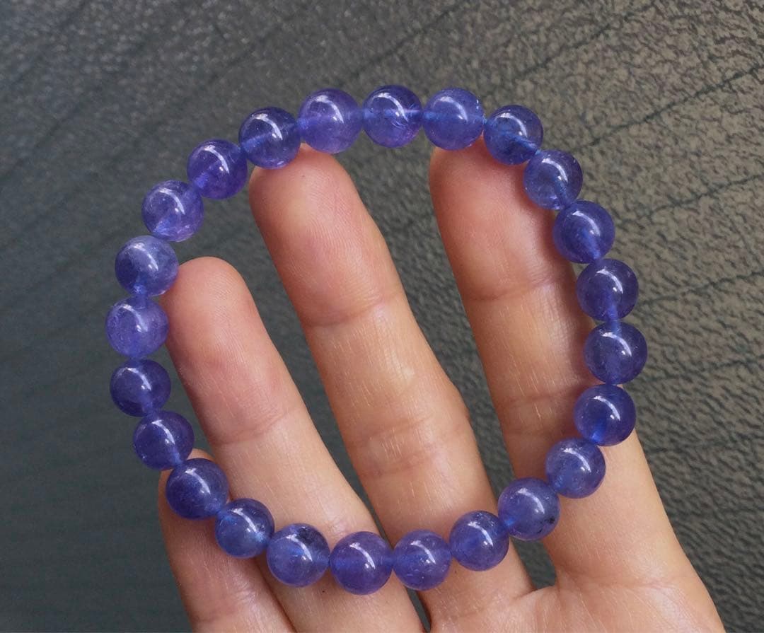 【プレミアム品質】◆高透明&高発色 タンザナイト 8mm ブレスレット「直感力」