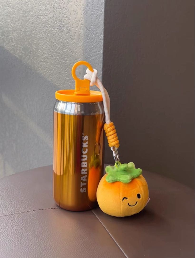 海外限定 Starbucks ステンレスボトル ゴールド 柿チャーム付き