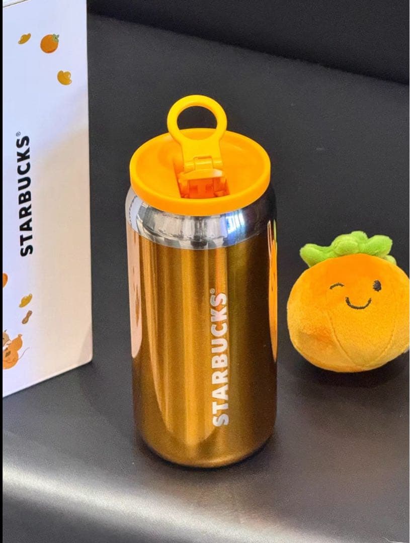 海外限定 Starbucks ステンレスボトル ゴールド 柿チャーム付き