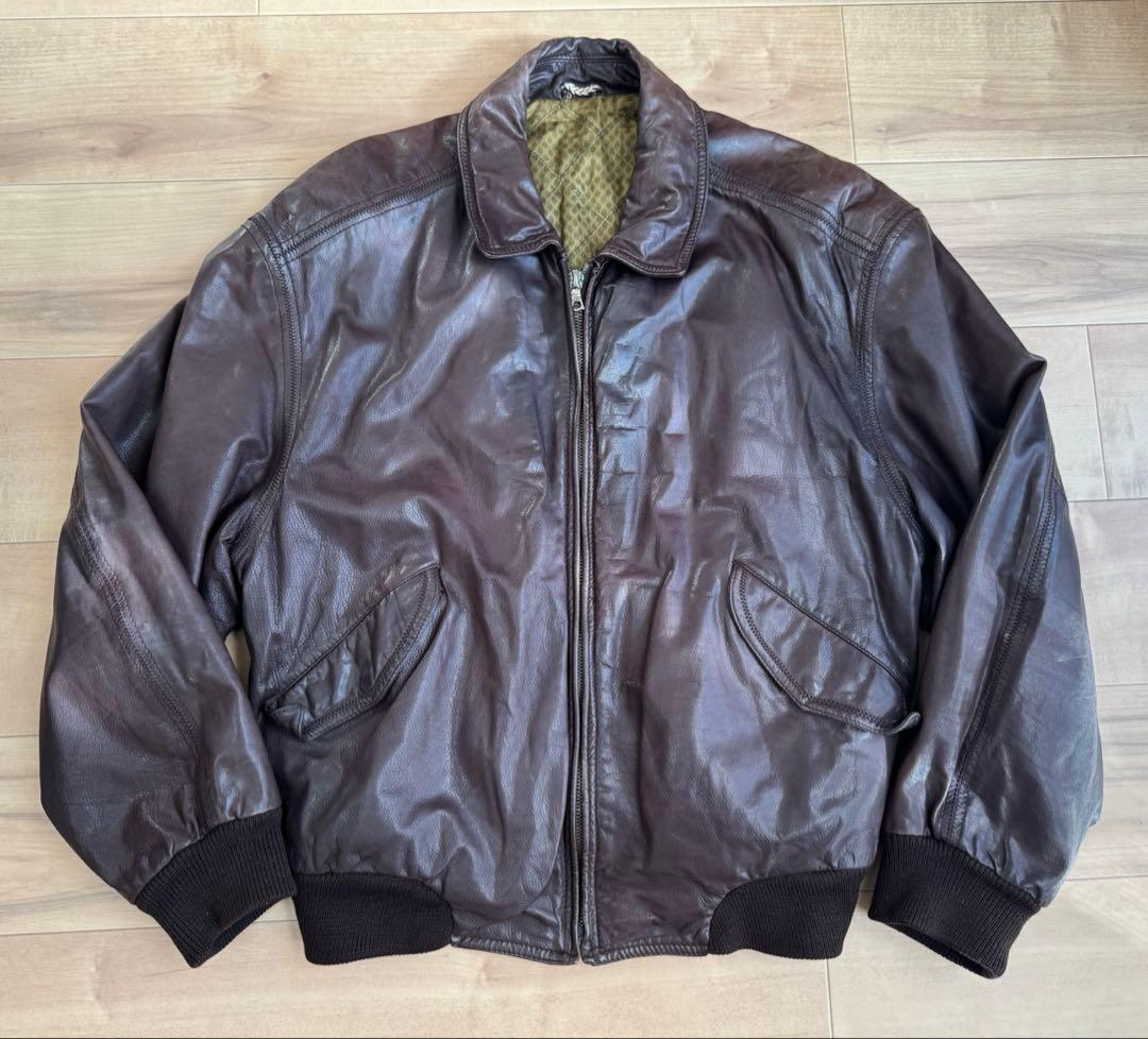 HUGO BOSS レザージャケット A2ジャケット ブラウン 古着 riri