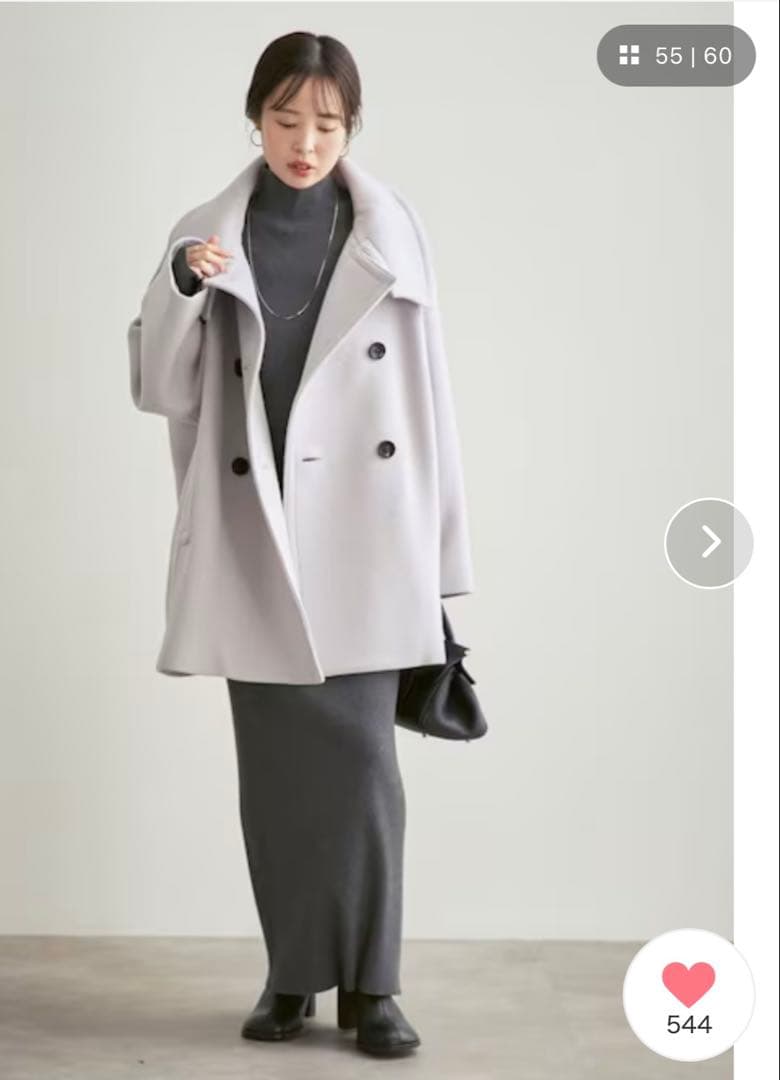 NOBLE チャコールグレー タートルネック ロングワンピース 36