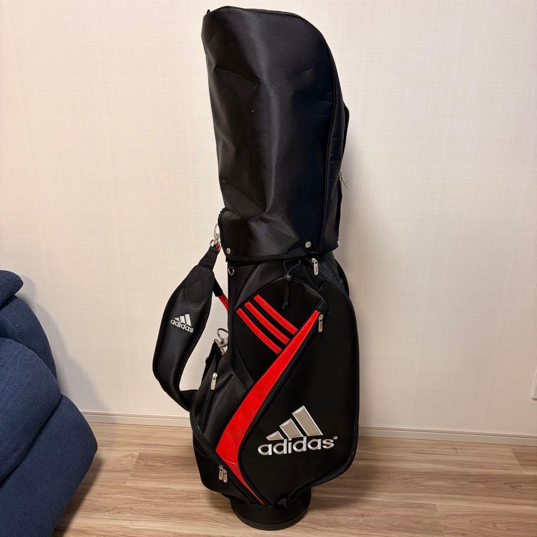 【初心者セット】アディダスキャディーバッグ　黒赤　おまけ多数