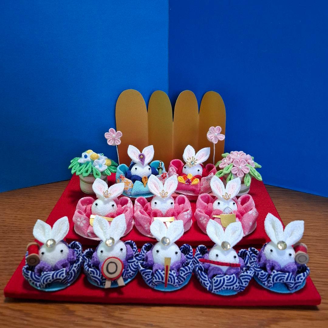 つまみ細工　雛人形三段飾り　(2)