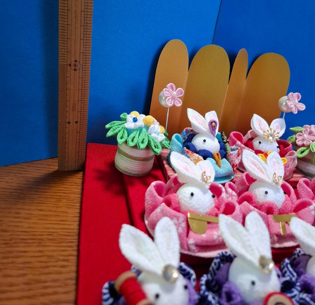 つまみ細工　雛人形三段飾り　(2)