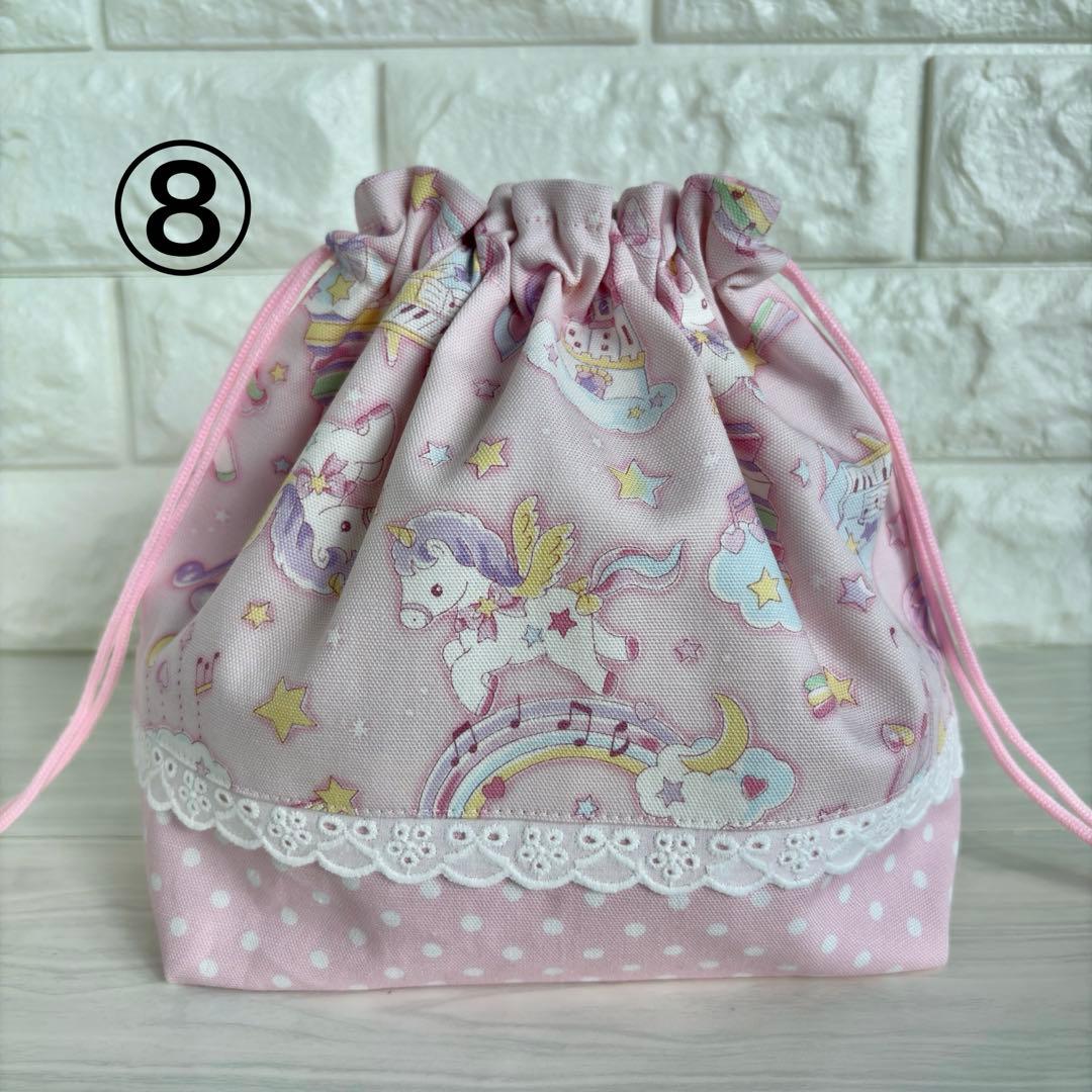 お弁当袋&コップ袋　ユニコーン　スイーツ　リボン　ぴんく　ゆめかわ　入園　入学