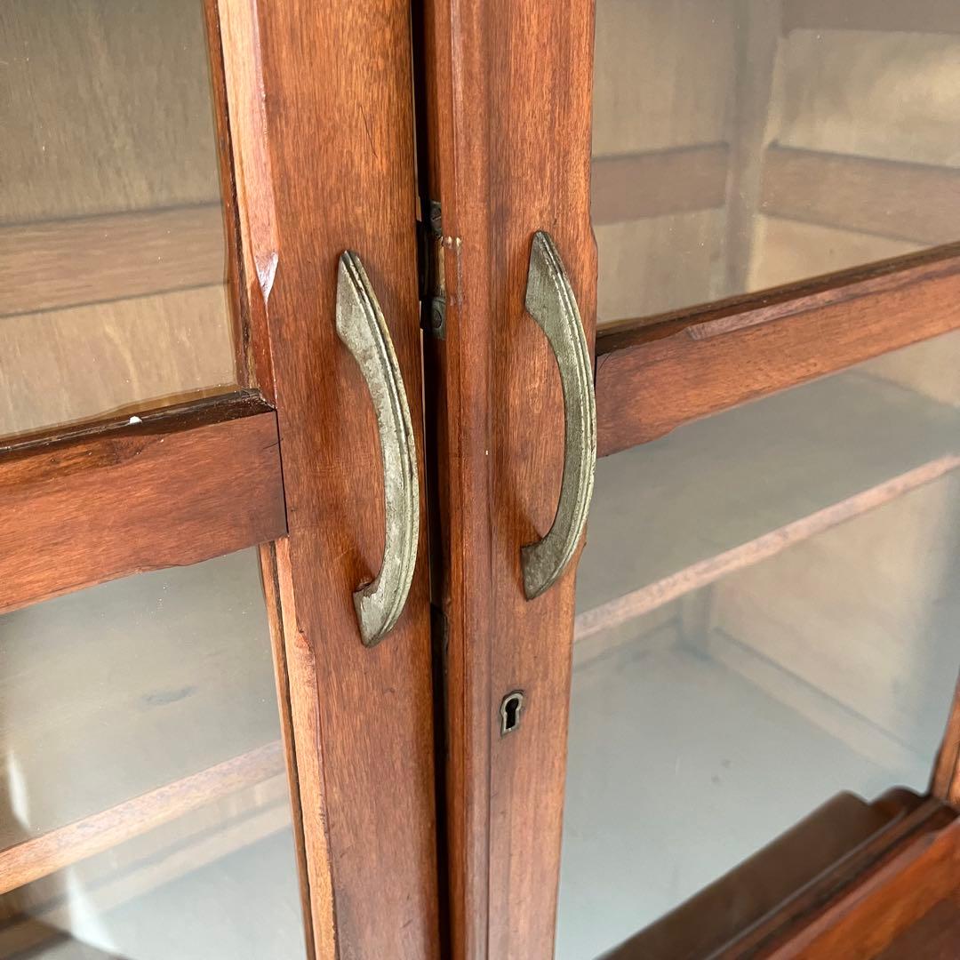 アンティーク 2段 水屋箪笥 食器棚 チェスト ガラス 昭和レトロ z524