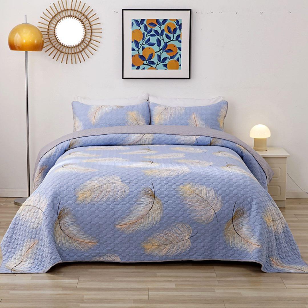 キルトベッドカバー3点セット綿マルチカバー キルティング 921