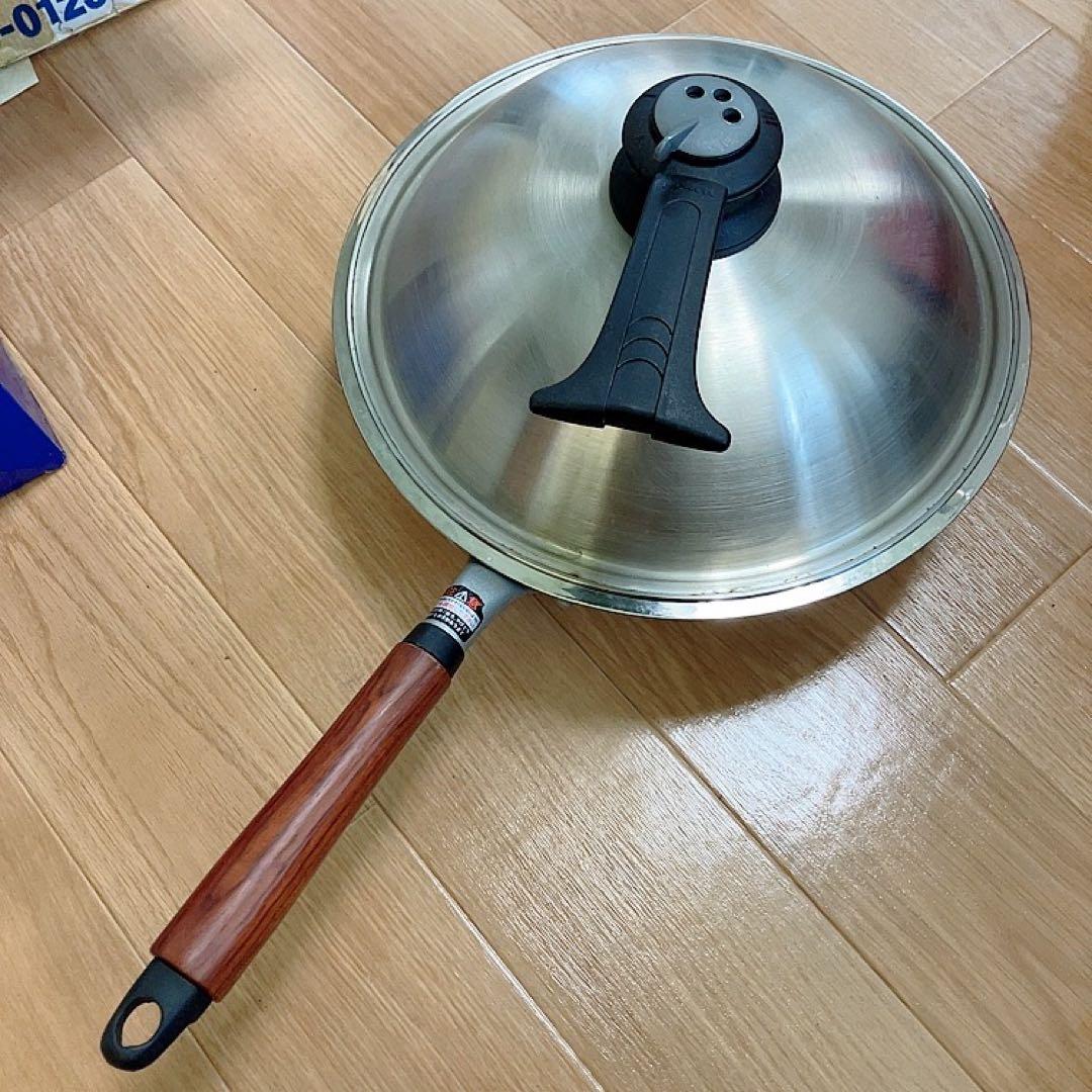 ウーウェンパン　深型フライパン　ガス28cm北陸アルミ　テフロン