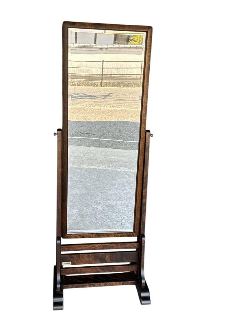 北海道民芸家具 ミラー 鏡 姿見 全身鏡 樺材 無垢材 和家具