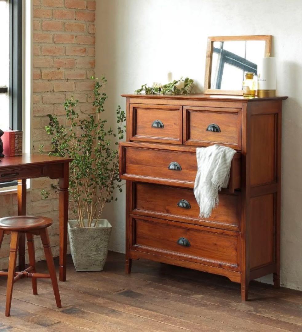 【送料込み】マホガニーのアンティーク調チェスト