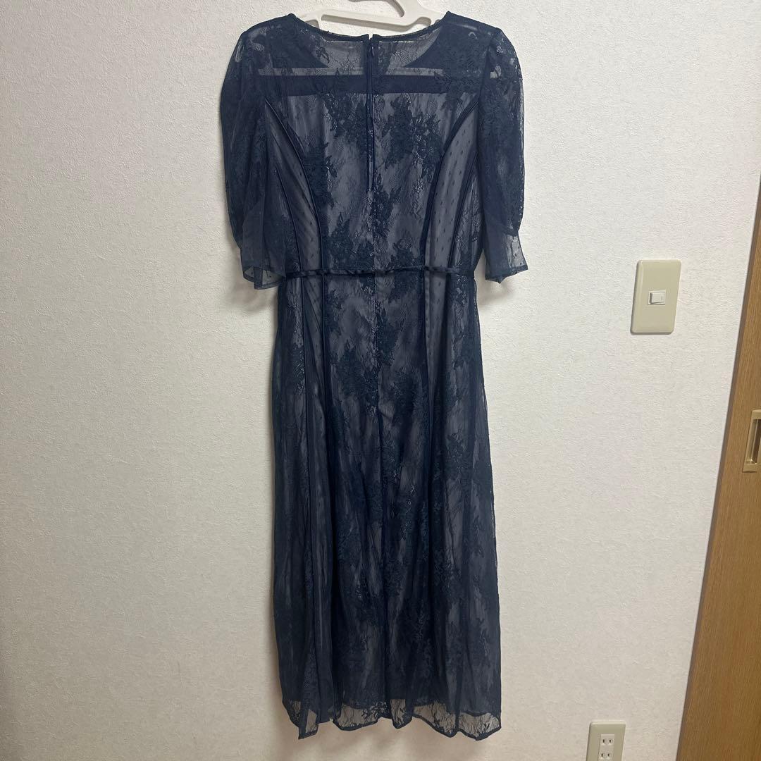 【新品未使用品】overEクラシックレースパイピングドレス:マリンブルー96